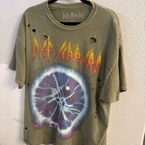 Urban Outfitters Olive Def Leppard Graphic Tee